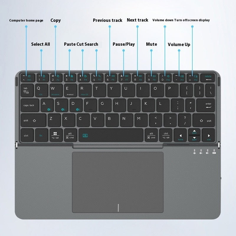 Wireless Bluetooth Folding Keyboard Phablet With Keyboard